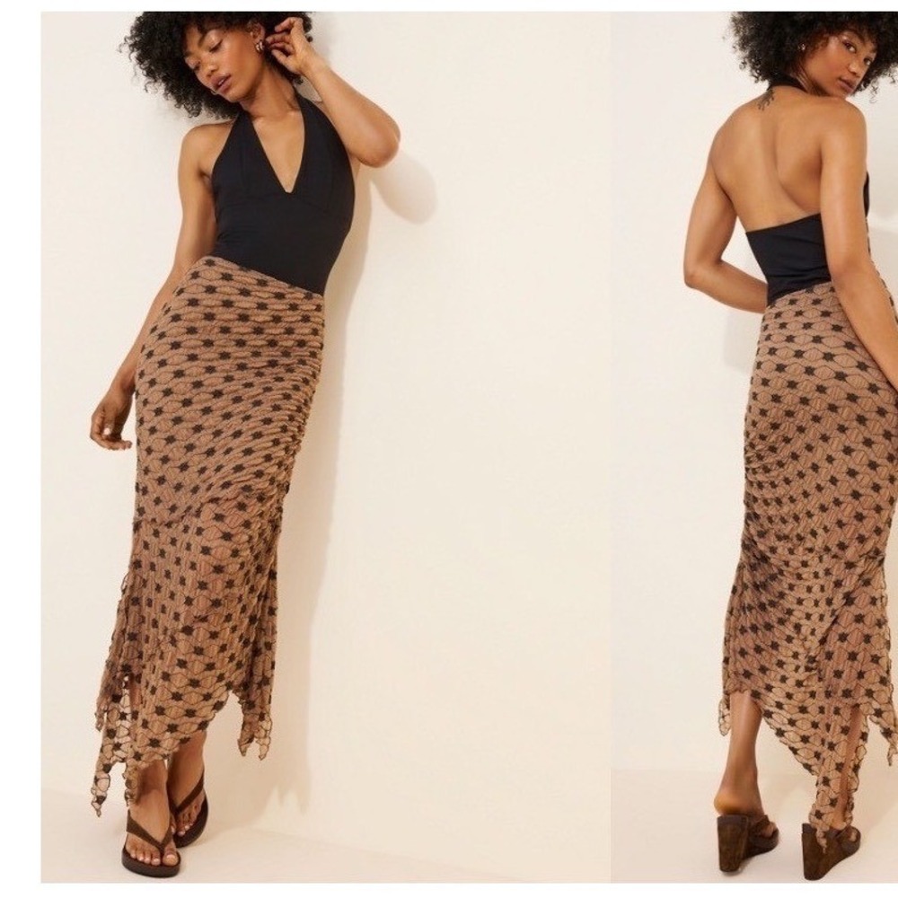 Free People Y2K Margot Convertible Maxi Skirt Dress Ruched Mesh Whimsy Goth XS